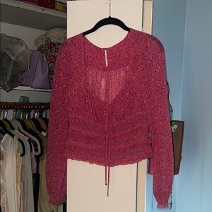 Free People Pink Floral Blouse